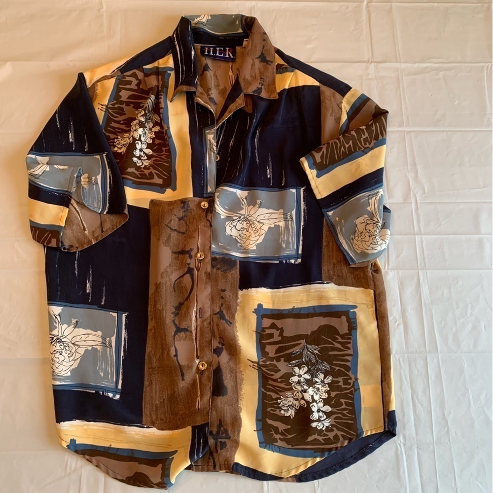 Vintage HER patterned womanβs blouse size Medium - Picture 6 of 13